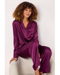 Roman - Satin Revere & Collar Pyjama Set - Lyst