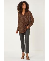 D.u.s.k - Sequin Button Through Stretch Blouse - Lyst