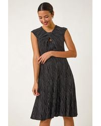 Roman - Spot Print Twist Stretch Midi Dress - Lyst