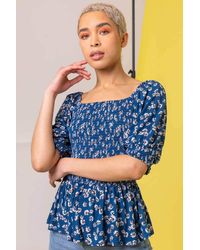 D.u.s.k - Ditsy Floral Print Shirred Top - Lyst
