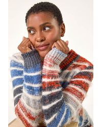Roman - Fluffy Striped Curve Hem Jumper - Lyst