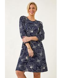 Roman Petite - Floral Print Stretch Dress - Lyst