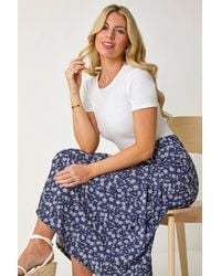 Roman Petite - Floral Print Tie Waist Skirt - Lyst