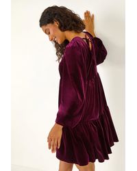 D.u.s.k - Velvet V-Neck A-Line Dress - Lyst