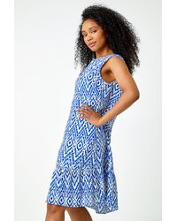 Roman - Originals Petite Aztec Print Frill Hem Dress - Lyst