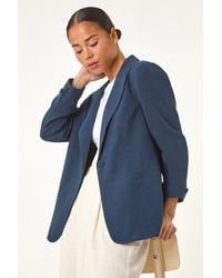 Roman Petite - Linen Blend Single Breasted Blazer - Lyst