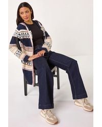 Roman - Nordic Stitch Pattern Knit Cardigan - Lyst