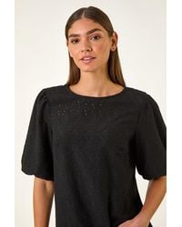 Roman - Broderie Puff Sleeve Top - Lyst