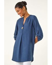 Roman - Horn Button Detail Longline Top - Lyst