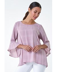 Roman - Satin Stripe Frill Sleeve Top - Lyst