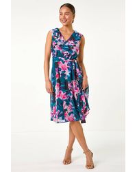 Roman Petite - Frill Detail Floral Dress - Lyst
