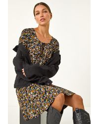 Roman - Floral Bow Detail Jersey Dress - Lyst