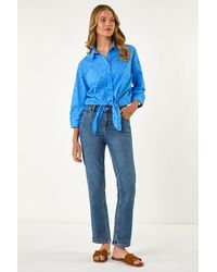 Roman - Broderie Tie Hem Shirt - Lyst