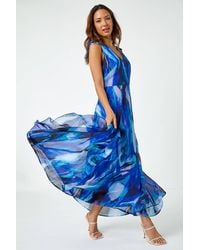 Roman - Sleeveless Abstract Print Maxi Dress - Lyst