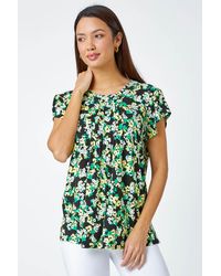 Roman - Floral Print Pleat Detail Blouse - Lyst