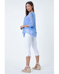 Roman - Burnout Leaf Asymmetric Stretch Top - Lyst