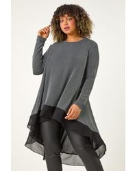 Roman Curve - Glitter Chiffon Hem Tunic Top - Lyst