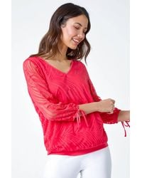 Roman - Burnout Tie Sleeve V-Neck Overlay Top - Lyst