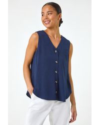 Roman Petite - V-Neck Front Button Blouse - Lyst
