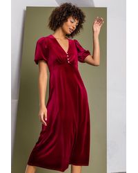D.u.s.k - Velvet Button Detail Fit & Flare Dress - Lyst