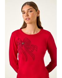 Roman - Sparkle Bow Detail Crew Neck Jumper - Lyst