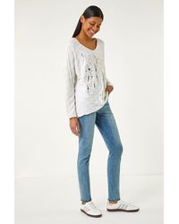 Roman - Textured Foil Snit V-Neck Top - Lyst