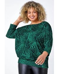 Roman Curve - Animal Print Blouson Stretch Top - Lyst