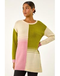 Roman - Colour Block Knit Tunic Jumper - Lyst