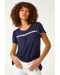 Roman - Daisy Applique Stretch Top - Lyst