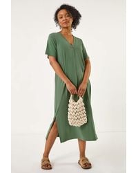 Roman Petite - V-Neck Stretch Midi Dress - Lyst