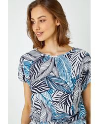 Roman - Metallic Leaf Print Stretch Top - Lyst