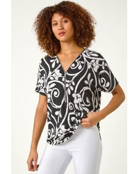 Roman - Textured Print Zip Detail Top - Lyst