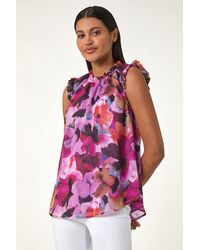 Roman - Floral Print Sleeveless Top - Lyst