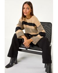 Roman - Colour Block Striped Knit Jumper - Lyst