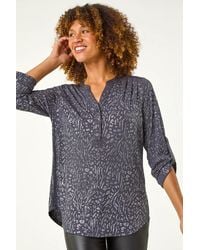 Roman - Glitter Animal Print Stretch Shirt - Lyst