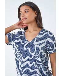 Roman - Swirl Burnout Print V-Neck Blouson Top - Lyst