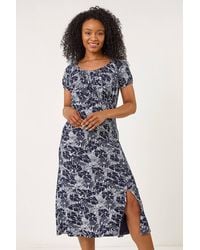 Roman Petite - Ditsy Floral Stretch Midi Dress - Lyst