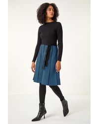 Roman - Chevron Print Belted Jumper Dress - Lyst