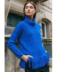 Roman - Cable Knit Roll Neck Fringed Jumper - Lyst