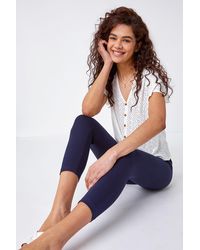 Roman - Elastic Waist Stretch Cropped Leggings - Lyst