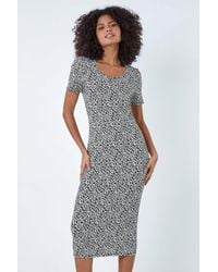 D.u.s.k - Animal Print Midi Stretch Dress - Lyst
