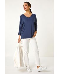 Roman - Ribbed V-Neck Stretch Top - Lyst