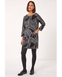 Roman - Abstract Print Pocket Detail Tunic Dress - Lyst