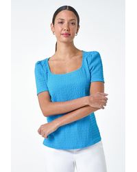 Roman - Textured Square Neck Stretch Top - Lyst