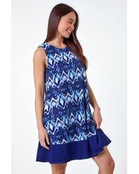 Roman Petite - Abstract Print Contrast Hem Dress - Lyst