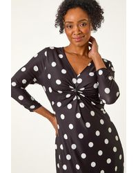 Roman Petite - Spot Twist Front Midi Dress - Lyst