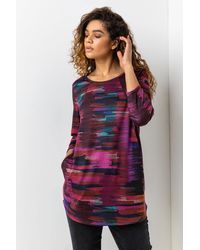 Roman - Abstract Print Pocket Top With Snood - Lyst