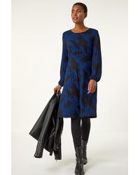 Roman - Ditsy Floral Gathered Stretch Dress - Lyst