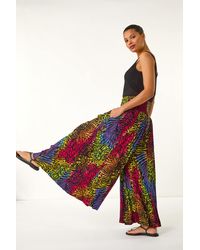 Roman - Animal Print Wide Leg Palazzo Trouser - Lyst