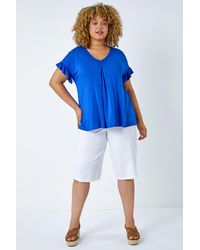 Roman Curve - Frill Sleeve V-Neck Top - Lyst